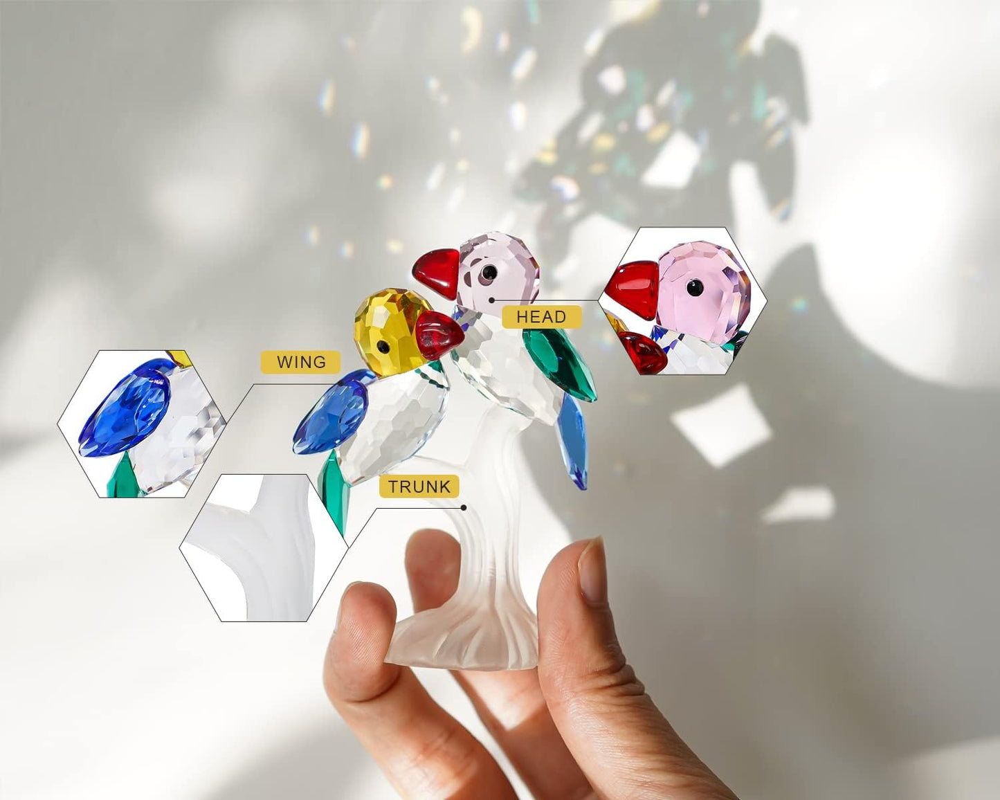 H&D HYALINE & DORA Crystal Birds Figurines Collectibles Art Glass Animal Figurine Craft Ornament Home Table Decoration,Gift Boxed