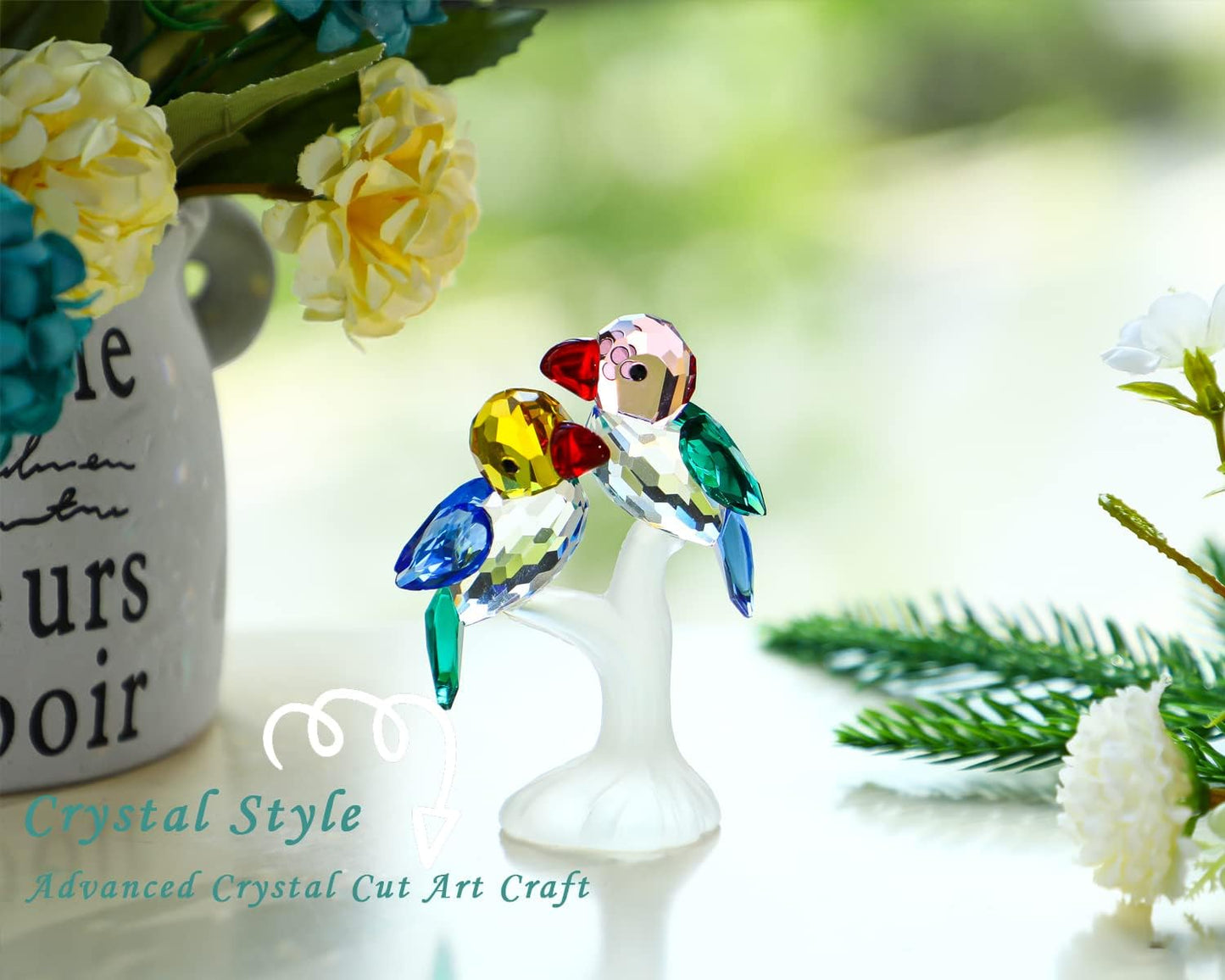 H&D HYALINE & DORA Crystal Birds Figurines Collectibles Art Glass Animal Figurine Craft Ornament Home Table Decoration,Gift Boxed
