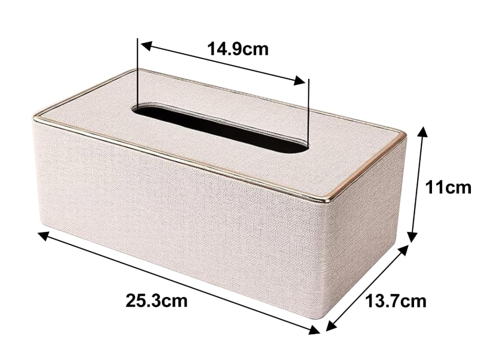 KANPURA Boxes for dispensing paper towels for household use, Light Linen Textured Rectangular Tissue Box Holder with Gold Trim, Flip Top Decorative Napkin Dispenser for Kitchen Bathroom Tabletop