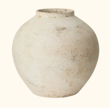QFkris Works of Art of Earthenware, Handmade Distressed Textured Earthen Vase, Large Round Matte Ceramic Pot, Rustic Farmhouse Earthenware Flower Vase for Floor Table Decor