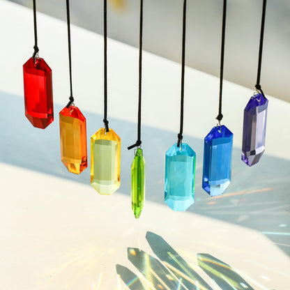 HDCRYSTALGIFTS 7pcs Crystal Suncatcher Prisms 3'' Sun Catchers Indoor Window Rainbow Prism Suncatcher Crystals Hanging for Home Garden Decor,Glass Ornaments For Mother's Day Decoration Gift