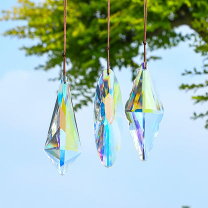 YU FENG 3 Pack Crystal Rainbow Prism Suncatchers for Window – AB Glass Hanging Light Catcher Decor for Home & Garden, 5'' / 120mm