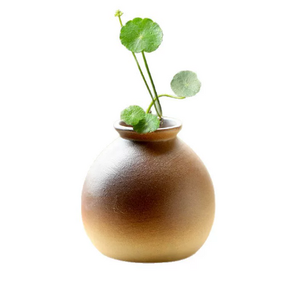 KANPURA Earthenware Works of art, Hand-Thrown Gradient Glaze Mini Clay Vase, Compact Rough Textured Small Earthen Pot for Single Stem Floral Arrangement