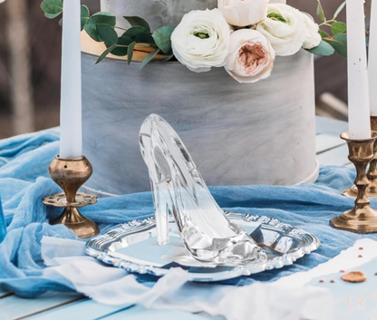 QFkris Ornaments of Crystal, Clear Crystal High Heel Shoe Figurine, Cinderella Glass Slipper Crystal Statue, Transparent Crystal Decor Ornament for Wedding Tabletop Display