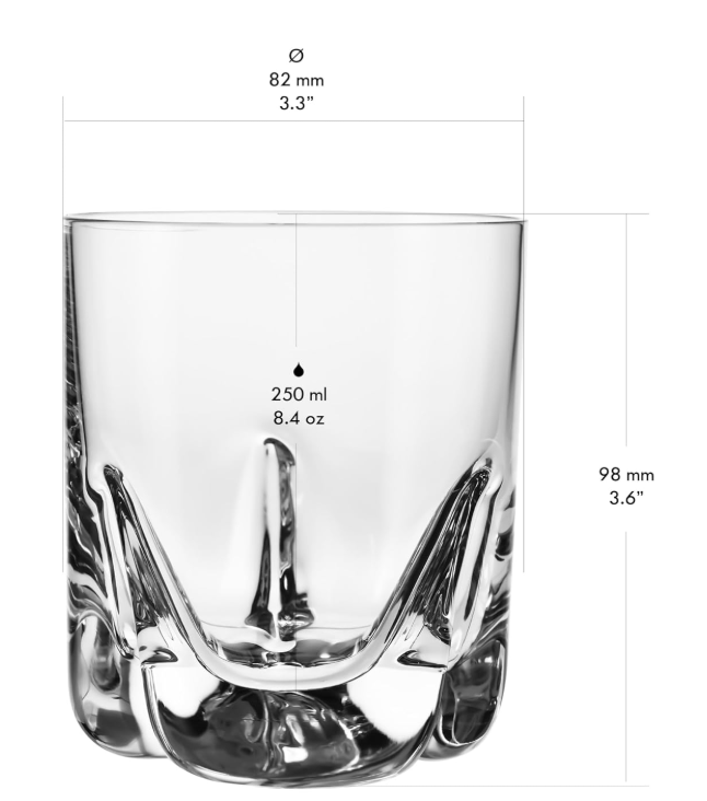 KANPURA Drinking glasses, 250ml Heavy Base Crystal Whiskey Tumblers, Thick Embossed Bottom Clear Glass Cups for Bourbon Scotch Cocktail Water Juice
