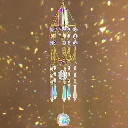H&D HYALINE & DORA Crystal Prisms Suncatcher Window Hanging Pendant Glass Prisms Decor Wind Chime Rainbow Sun Catcher for Home Garden Porch