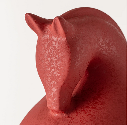 QFkris Works of Art of Terra Cotta, Abstract Red Terra Cotta Horse Statue, Minimalist Ceramic Animal Sculpture, Modern Home Decor Tabletop Art Ornament