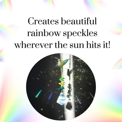 H&D HYALINE & DORA Rhinestone Hummingbird Crystal Sun Catcher, Glass Window Hanging Ornament with Crystal Prism for Indoor Outdoor Home Garden Party Decor
