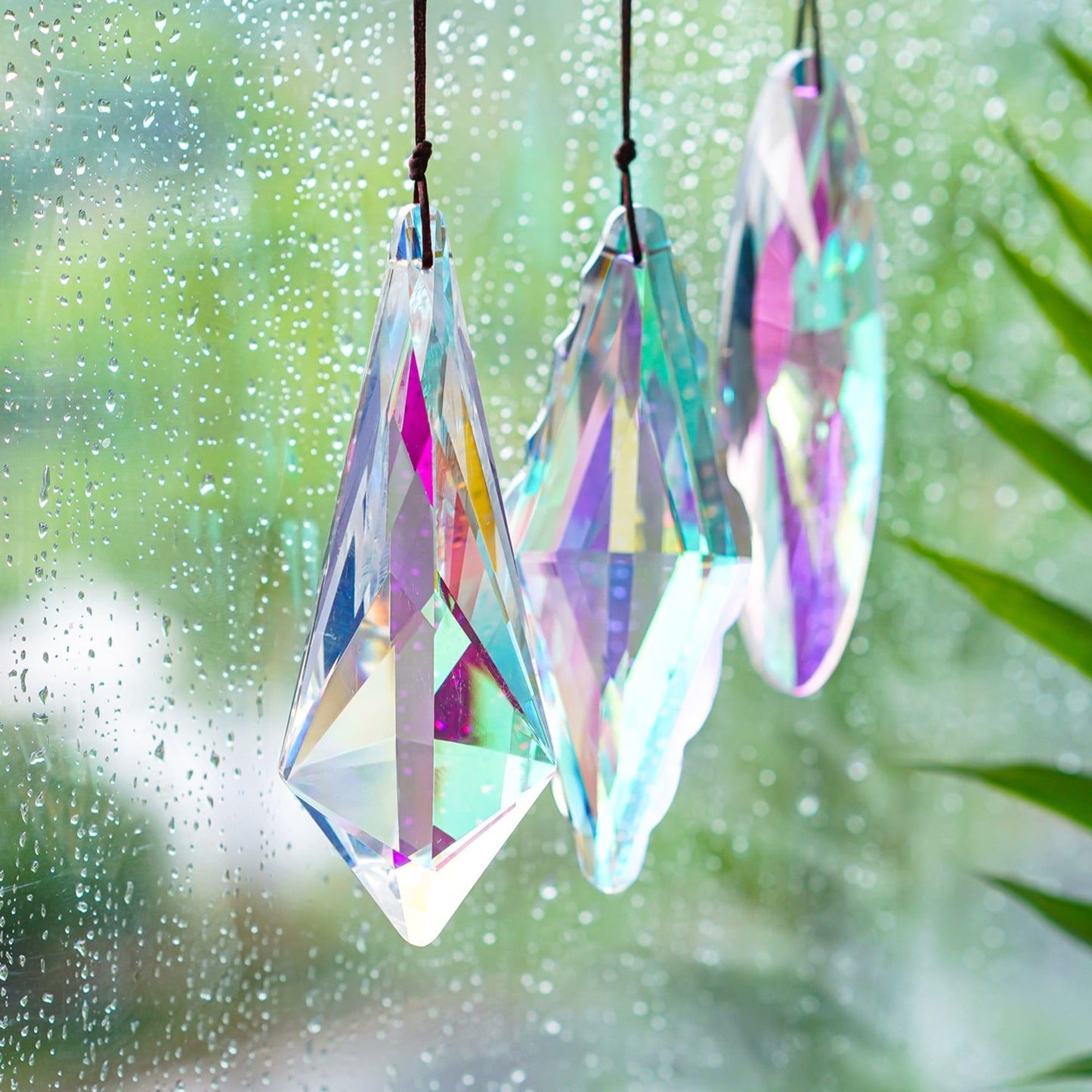 YU FENG 3 Pack Crystal Rainbow Prism Suncatchers for Window – AB Glass Hanging Light Catcher Decor for Home & Garden, 5'' / 120mm