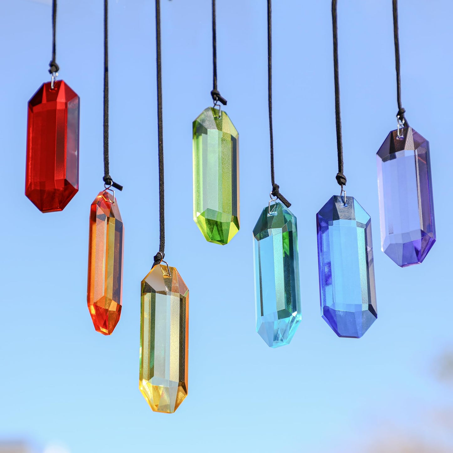 HDCRYSTALGIFTS 7pcs Crystal Suncatcher Prisms 3'' Sun Catchers Indoor Window Rainbow Prism Suncatcher Crystals Hanging for Home Garden Decor,Glass Ornaments For Mother's Day Decoration Gift
