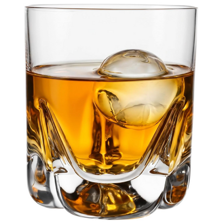KANPURA Drinking glasses, 250ml Heavy Base Crystal Whiskey Tumblers, Thick Embossed Bottom Clear Glass Cups for Bourbon Scotch Cocktail Water Juice