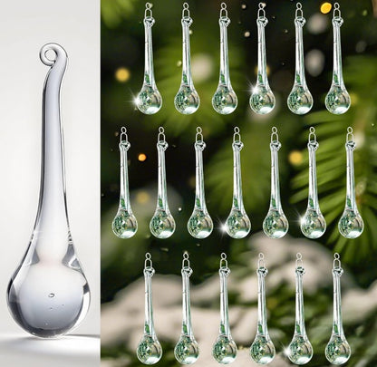 KANPURA Ornaments of Crystal, Clear Teardrop Glass Hanging Decorations for Christmas Tree, Wedding & Winter Home Decor