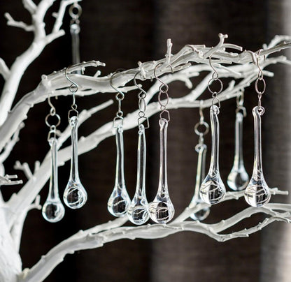 KANPURA Ornaments of Crystal, Clear Teardrop Glass Hanging Decorations for Christmas Tree, Wedding & Winter Home Decor