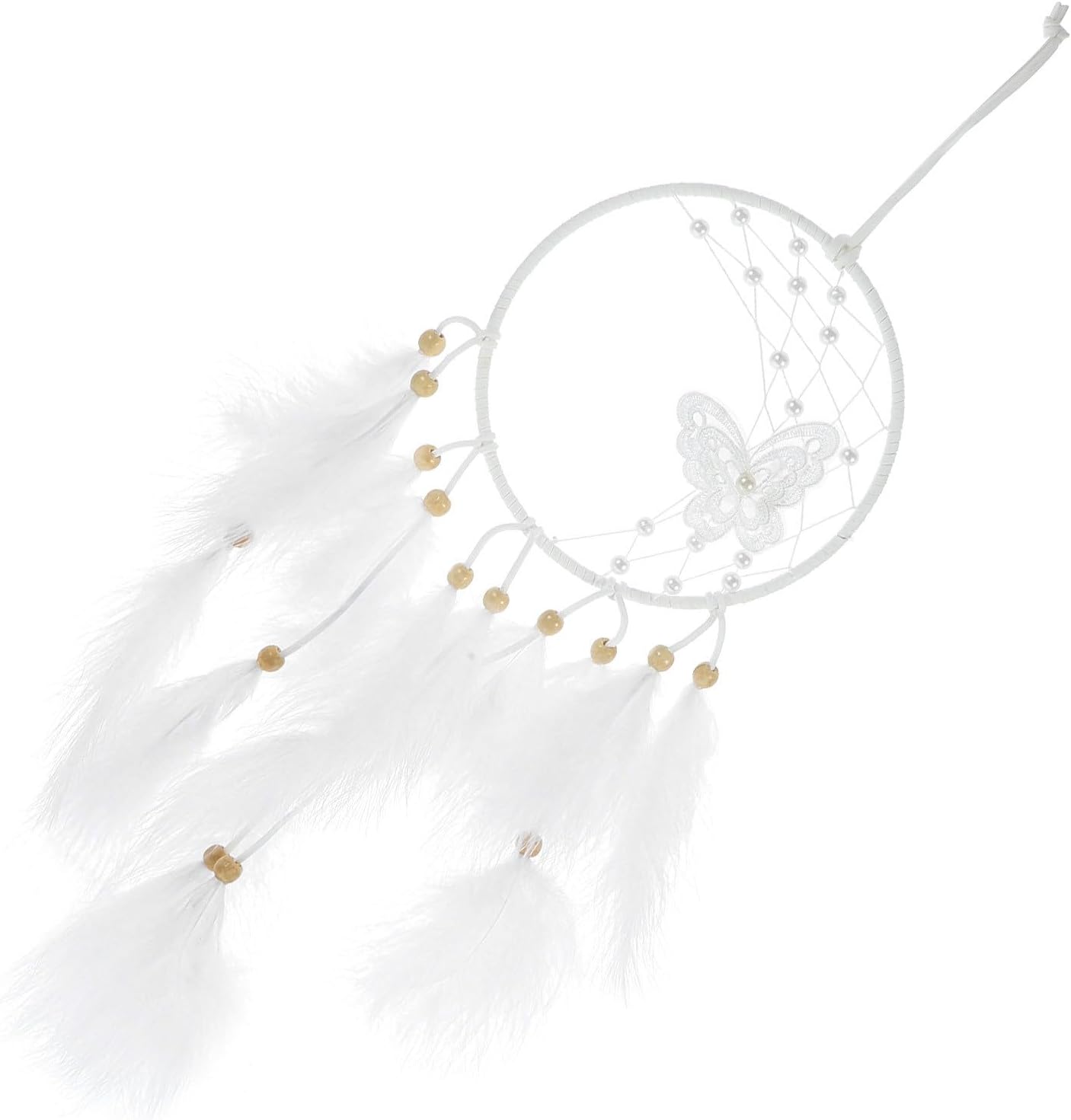 H&D HYALINE & DORA Decorative Dream Catcher Wall Hanging with Butterfly Plumes Pendant for Bedroom Nursery Home Décor Accent