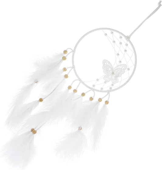 H&D HYALINE & DORA Decorative Dream Catcher Wall Hanging with Butterfly Plumes Pendant for Bedroom Nursery Home Décor Accent