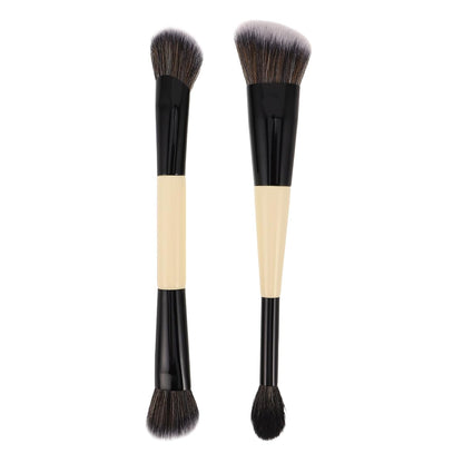 suncatcher 2pcs Alloy Makeup Brushes: Dual-Ended & Multipurpose Makeup Brush for Powder Liquid and Cream Blush Synthetic Bristles Travel Set