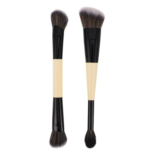 suncatcher 2pcs Alloy Makeup Brushes: Dual-Ended & Multipurpose Makeup Brush for Powder Liquid and Cream Blush Synthetic Bristles Travel Set