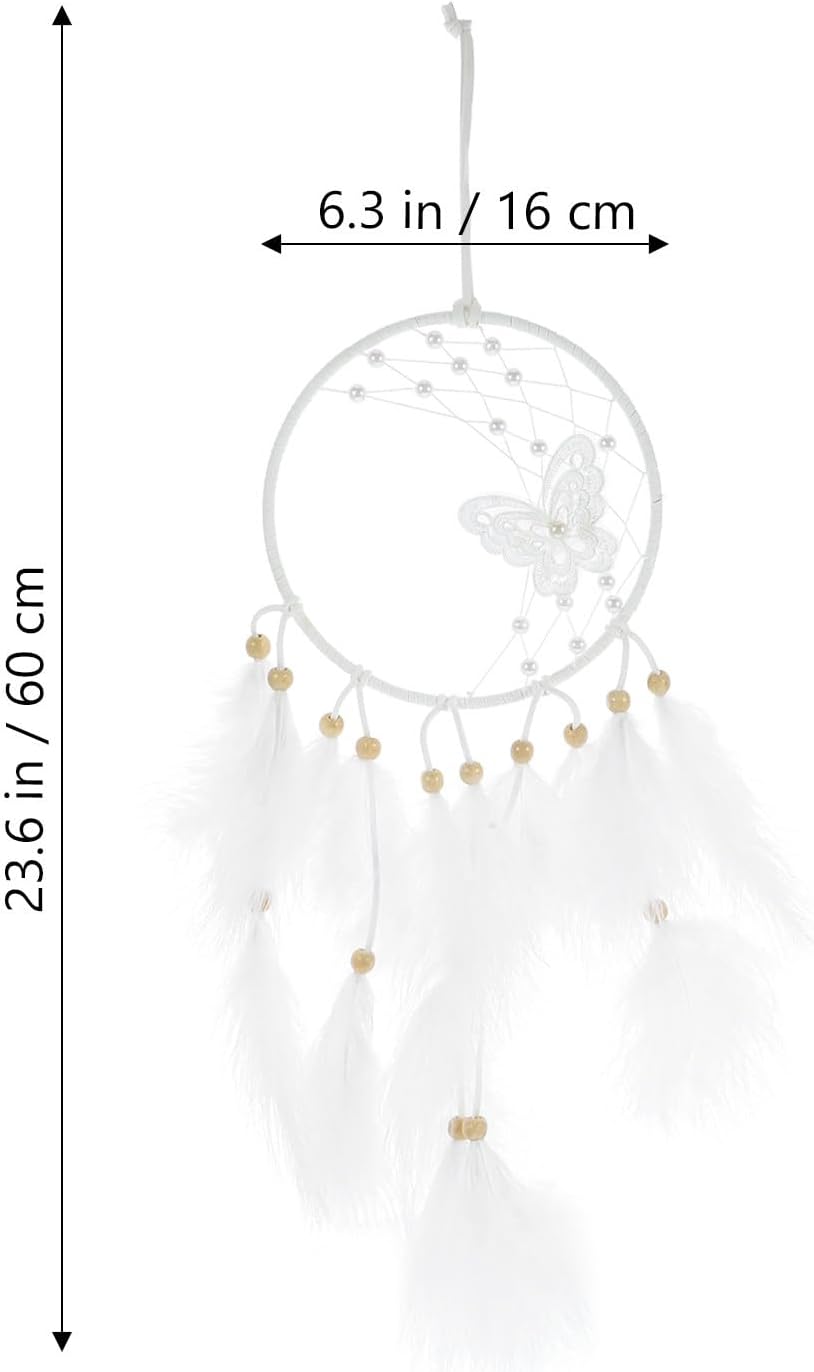 H&D HYALINE & DORA Decorative Dream Catcher Wall Hanging with Butterfly Plumes Pendant for Bedroom Nursery Home Décor Accent