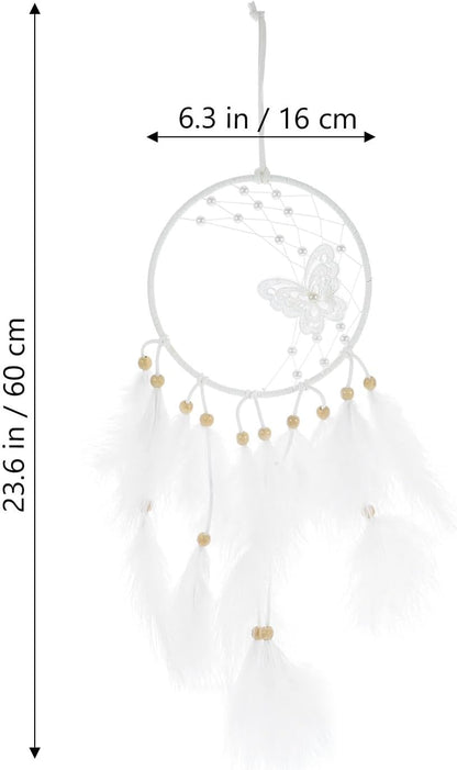 H&D HYALINE & DORA Decorative Dream Catcher Wall Hanging with Butterfly Plumes Pendant for Bedroom Nursery Home Décor Accent
