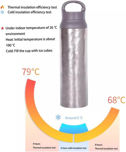 suncatcher Sports Water Bottle, 800ml/27oz Titanium Water Bottle Vacuum Insulated Double Wall Wide Mouth Flask with Lid & Handle Climbing Running Outdoor