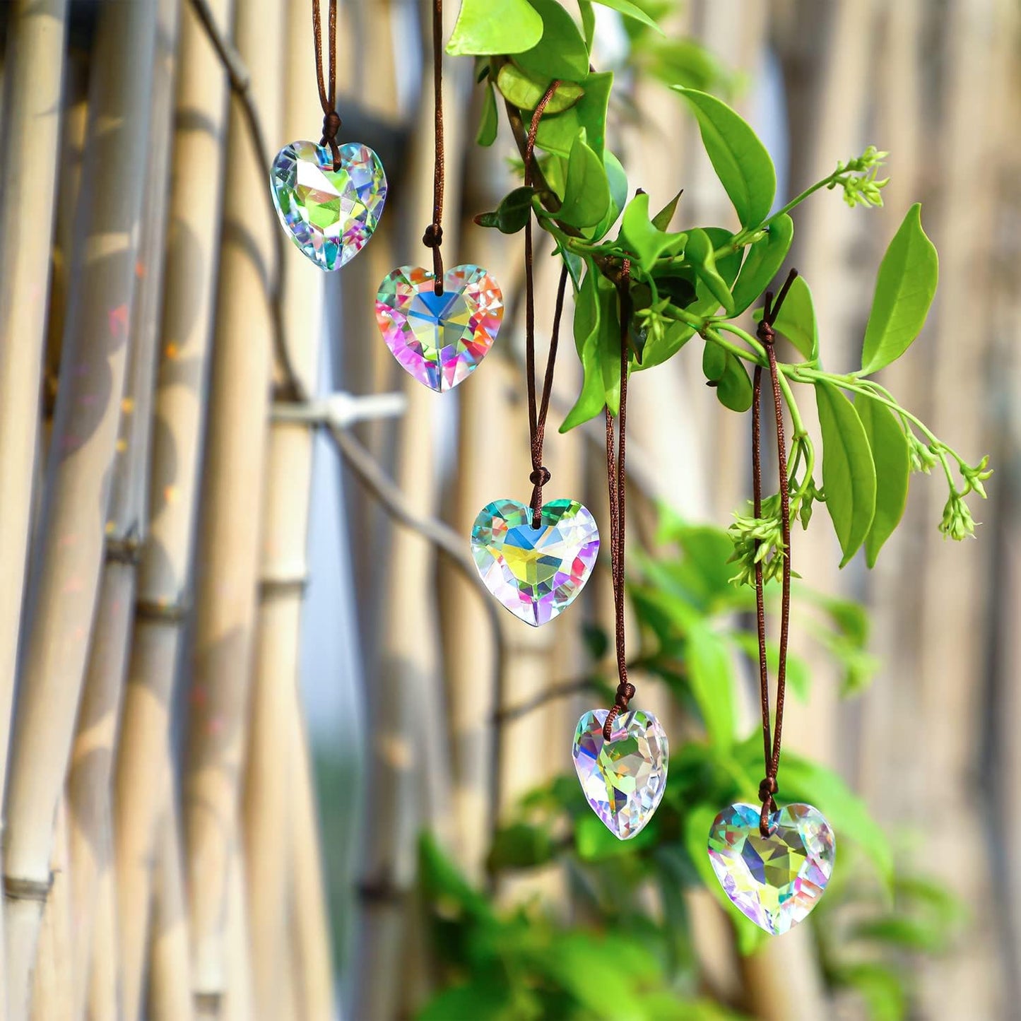 12pcs Colorful Crystal Heart Prism Suncatcher, Heart Prism Chandelier Drop Parts Window Sun Catcher Crystals Hanging Pendant, 27mm Rainbow Maker Wedding Decor