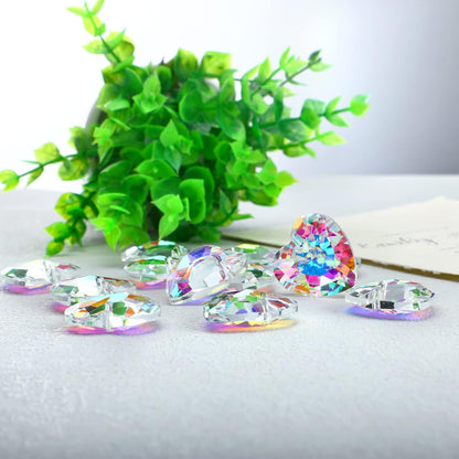 12pcs Colorful Crystal Heart Prism Suncatcher, Heart Prism Chandelier Drop Parts Window Sun Catcher Crystals Hanging Pendant, 27mm Rainbow Maker Wedding Decor