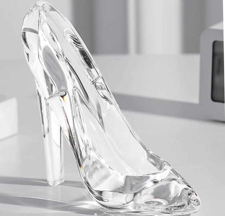 QFkris Ornaments of Crystal, Clear Crystal High Heel Shoe Figurine, Cinderella Glass Slipper Crystal Statue, Transparent Crystal Decor Ornament for Wedding Tabletop Display