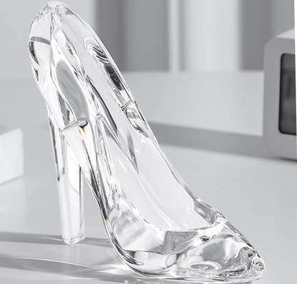 QFkris Ornaments of Crystal, Clear Crystal High Heel Shoe Figurine, Cinderella Glass Slipper Crystal Statue, Transparent Crystal Decor Ornament for Wedding Tabletop Display