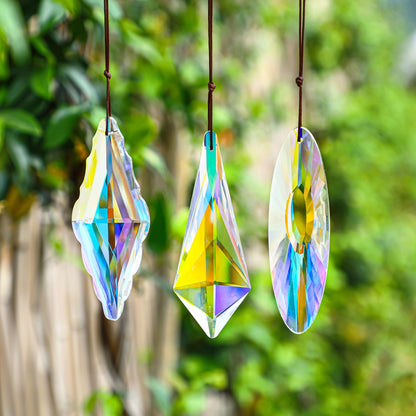YU FENG 3 Pack Crystal Rainbow Prism Suncatchers for Window – AB Glass Hanging Light Catcher Decor for Home & Garden, 5'' / 120mm