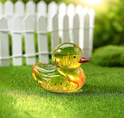 KANPURA Works of Art of Glass, Cute Yellow Duck Figurine, K9 Crystal Animal Statue for Home Desktop Decor & Gift