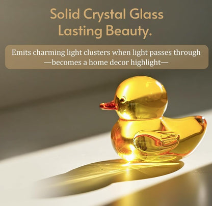 KANPURA Works of Art of Glass, Cute Yellow Duck Figurine, K9 Crystal Animal Statue for Home Desktop Decor & Gift