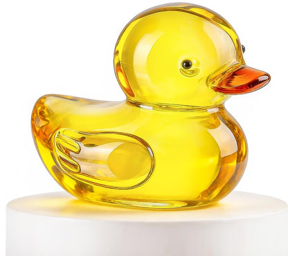 KANPURA Works of Art of Glass, Cute Yellow Duck Figurine, K9 Crystal Animal Statue for Home Desktop Decor & Gift