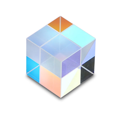 HDCRYSTALGIFTS 20mm Crystal Glass Prism Cube RGB Dispersion Optical Glass X-Cube Prism for Teaching Light Spectrum Physics Gift of Light
