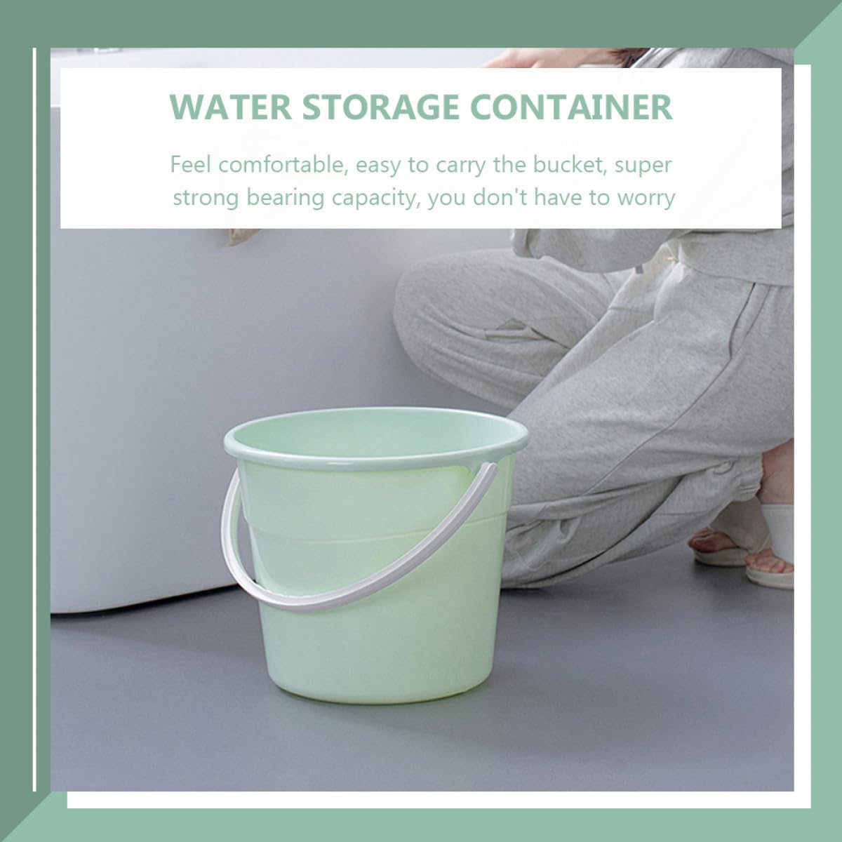 suncatcher Fishing Bucket with Handle 12.2l Round Plastic Water Storage Container for Car Wash, Camping, and Household Cleaning – Green Sturdy Pail for Outdoor and Indoor Use