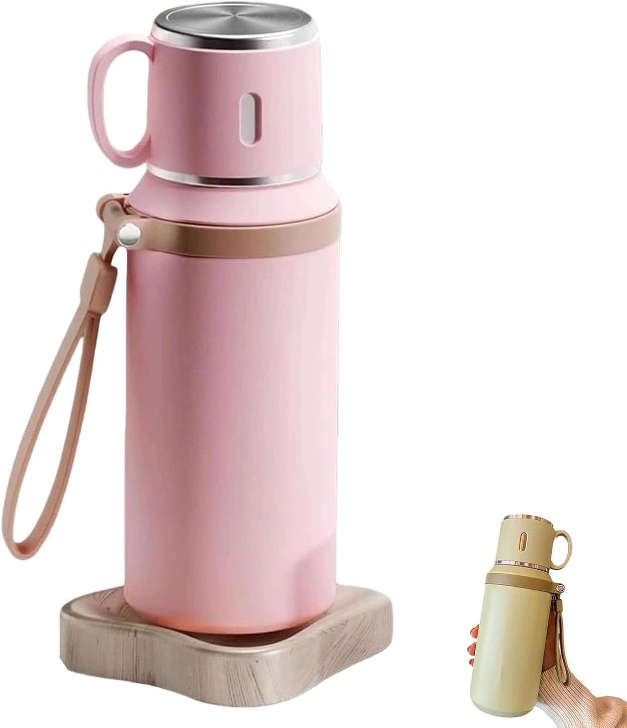 suncatcher 2 In 1 Stainless Steel Vacuum Insulated Bottle with Lidded Cup, Double Layer Insulated Drinkware Bottles, Leakproof Large Capacity Coffee Bottles Thermal Flask, for Travel, School