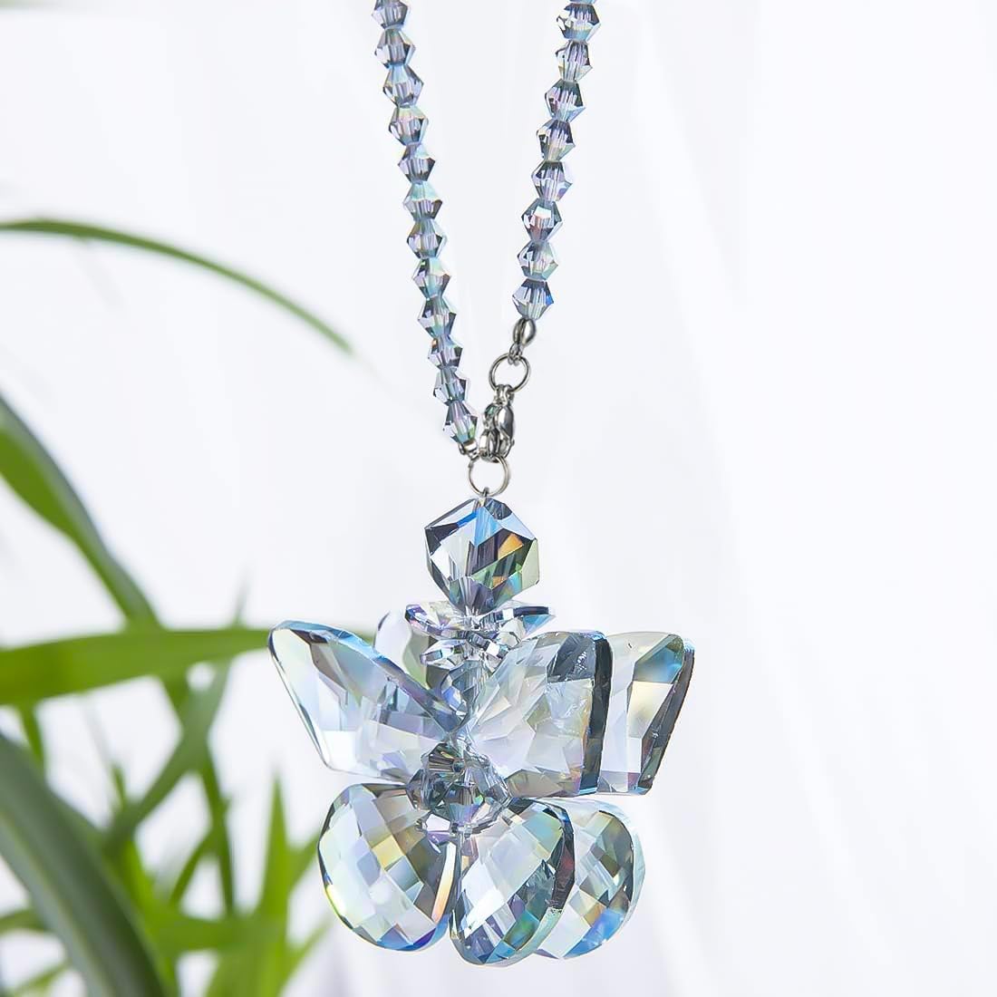 H&D HYALINE & DORA Crystal Glass Butterfly Car Key Charm Mirror Hanging Ornaments Gift