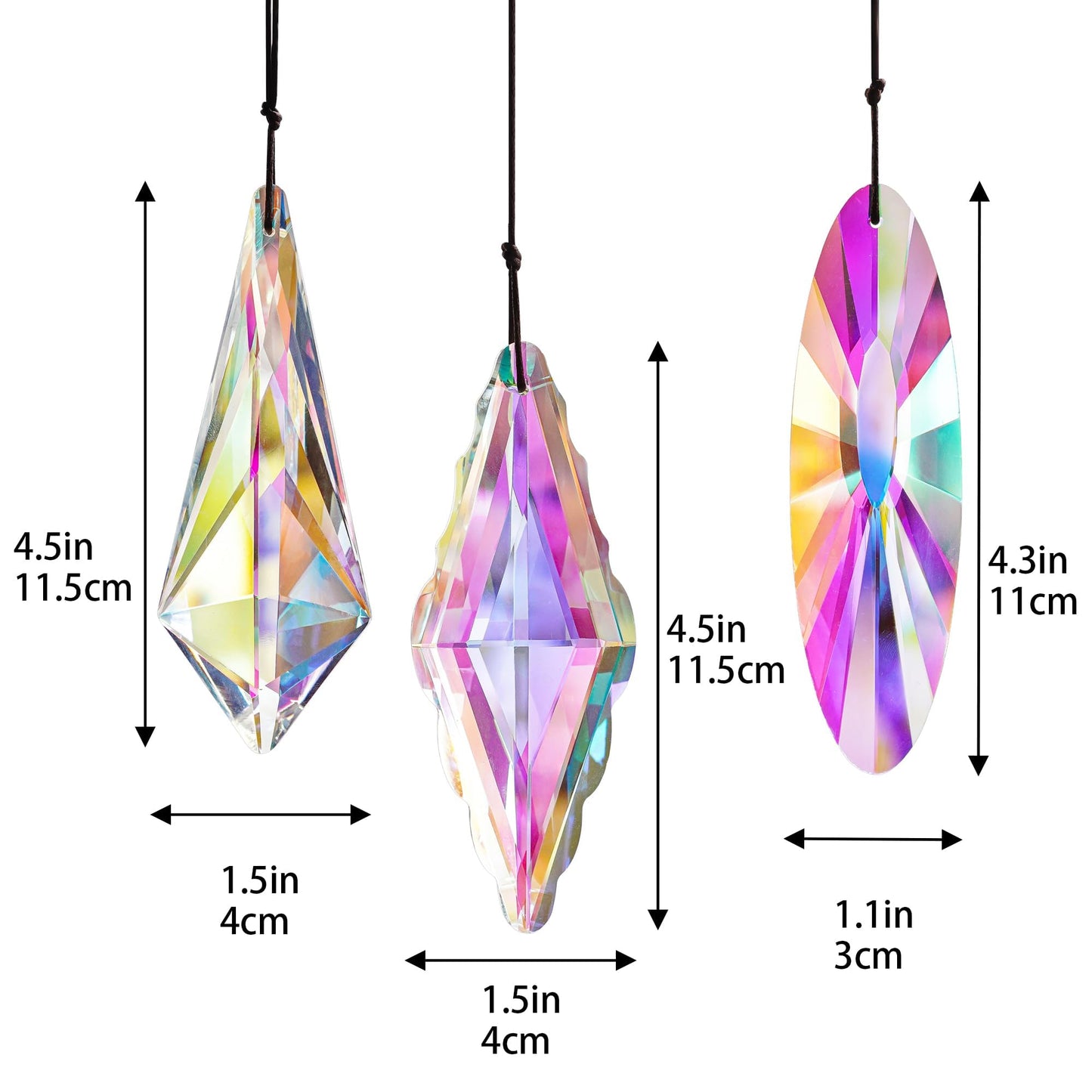 YU FENG 3 Pack Crystal Rainbow Prism Suncatchers for Window – AB Glass Hanging Light Catcher Decor for Home & Garden, 5'' / 120mm