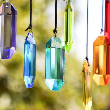 HDCRYSTALGIFTS 7pcs Crystal Suncatcher Prisms 3'' Sun Catchers Indoor Window Rainbow Prism Suncatcher Crystals Hanging for Home Garden Decor,Glass Ornaments For Mother's Day Decoration Gift