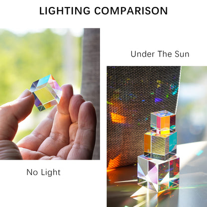 HDCRYSTALGIFTS 20mm Crystal Glass Prism Cube RGB Dispersion Optical Glass X-Cube Prism for Teaching Light Spectrum Physics Gift of Light