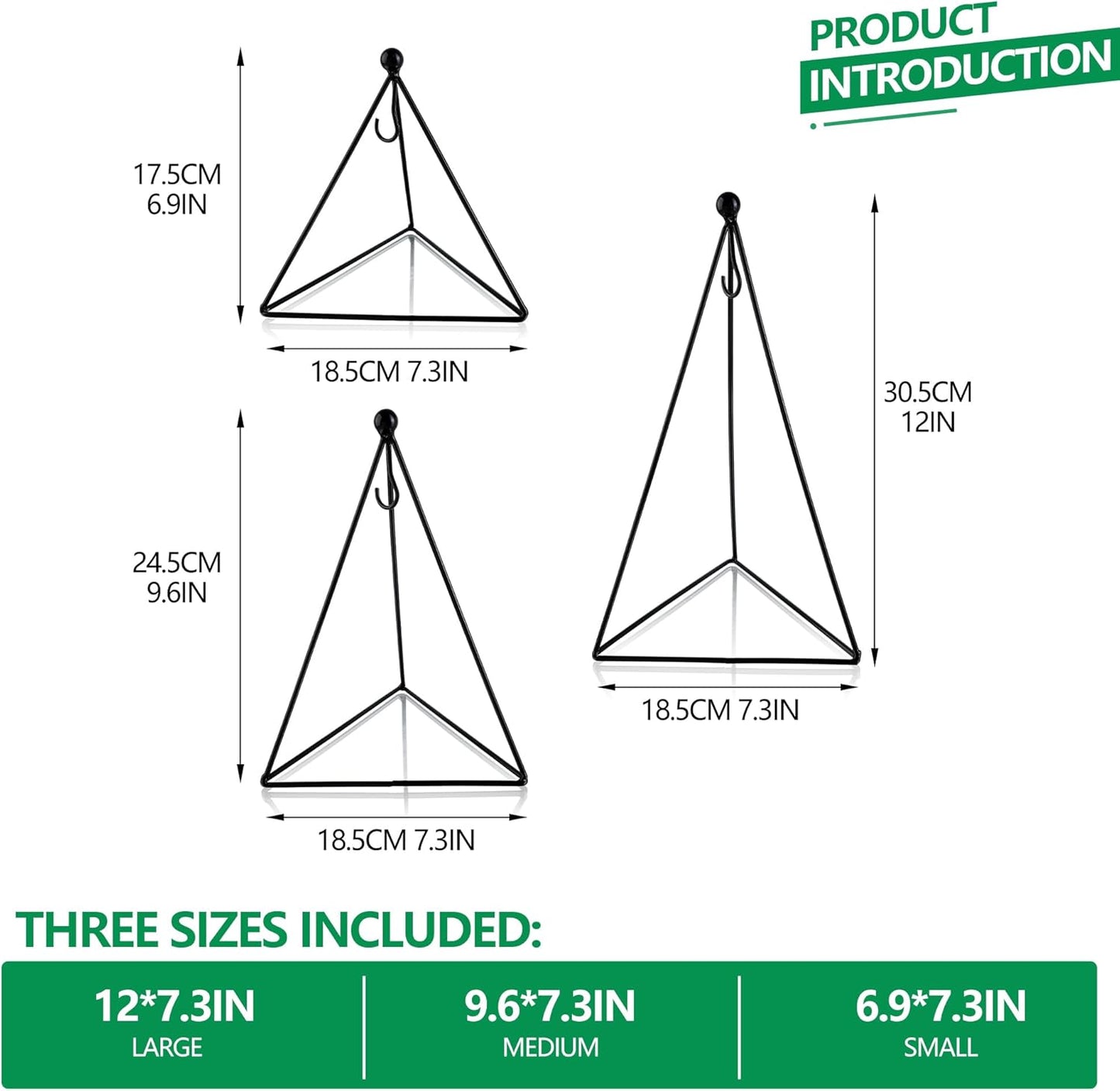 HDSPKCRYS 3 Pack Metal Triangle Hanging Hook Stands Modern Display Stands Hanging Hook for Indoor Outdoor Use Succulents Air Plants Home Decor