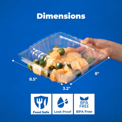 suncatcher 30 Pack 8.5 x 8 x 3.2 Inches Clear Hinged Plastic Containers, Clamshell Take Out Containers, Bakery To Go Disposable Plastic Container, Ideal for Salads Cake Pastry Fruit Sandwiches