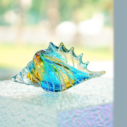 suncatcher Hand Blown Glass Conch Shell Figurines, 9.6" Glass Art Seashell Statue Crystal Sea Shells Sculpture for Ocean Beach Coastal Decor Home Decorations Nautical Centerpiece Valentines Day Gift