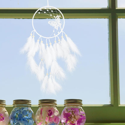 H&D HYALINE & DORA Decorative Dream Catcher Wall Hanging with Butterfly Plumes Pendant for Bedroom Nursery Home Décor Accent