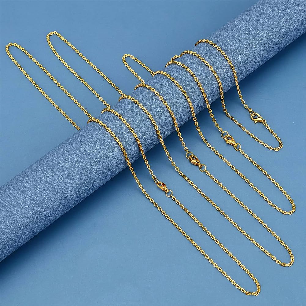H&D HYALINE & DORA 33 ft Necklace Chains 2.2mm Golden Iron Cross Chains Link Flat O-Shaped Cable Chains Craft Jewelry Chain for DIY Necklace Bracelet Jewelry Making Valentine, 3x2.2x0.6mm