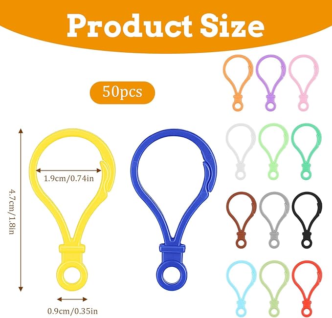H&D HYALINE & DORA 50 PCS Plastic Keychain Clips Key Chain Hooks Plastic Multicolor Lobster Claw String Key Ring Keychain Clips for Crafts, Keys, Backpacks, Stuffed Animals, Crafts, DIY