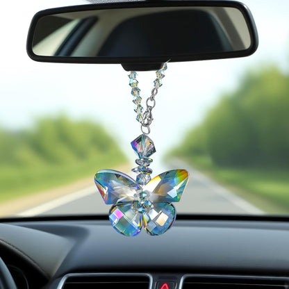 H&D HYALINE & DORA Crystal Glass Butterfly Car Key Charm Mirror Hanging Ornaments Gift
