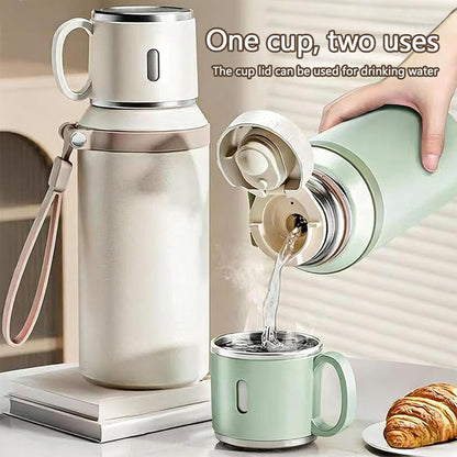 suncatcher 2 In 1 Stainless Steel Vacuum Insulated Bottle with Lidded Cup, Double Layer Insulated Drinkware Bottles, Leakproof Large Capacity Coffee Bottles Thermal Flask, for Travel, School