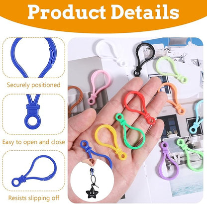 H&D HYALINE & DORA 50 PCS Plastic Keychain Clips Key Chain Hooks Plastic Multicolor Lobster Claw String Key Ring Keychain Clips for Crafts, Keys, Backpacks, Stuffed Animals, Crafts, DIY