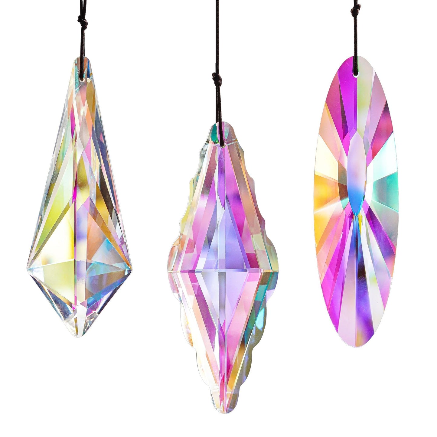 YU FENG 3 Pack Crystal Rainbow Prism Suncatchers for Window – AB Glass Hanging Light Catcher Decor for Home & Garden, 5'' / 120mm