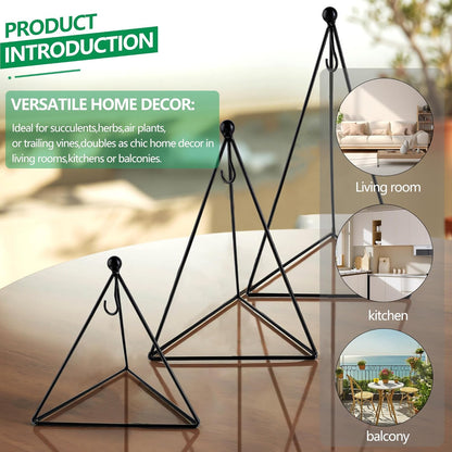 HDSPKCRYS 3 Pack Metal Triangle Hanging Hook Stands Modern Display Stands Hanging Hook for Indoor Outdoor Use Succulents Air Plants Home Decor
